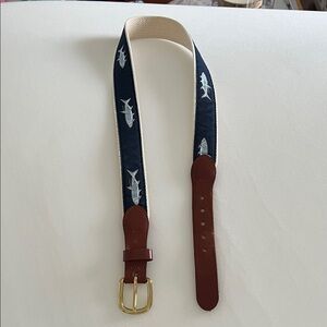 Stylish Fish Pattern Belt with Brown Leather by [Brand]